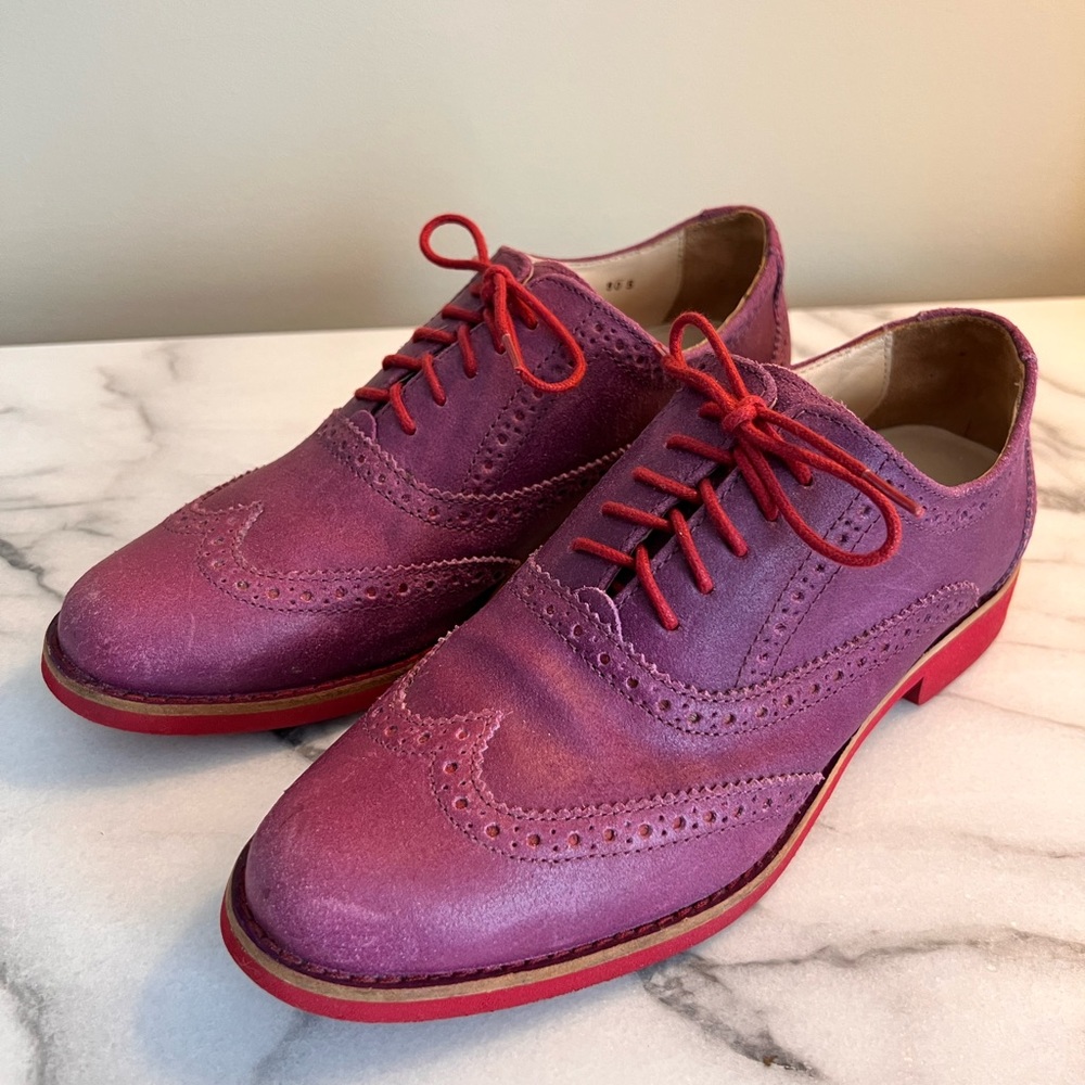 Cole Haan Alisa Wingtip Oxfords 6.5 Masquerade Purple/Red